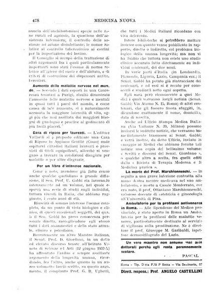 Medicina nuova periodico settimanale di scienze mediche, giurisprudenza sanitaria, medicina sociale e interessi delle classi sanitarie