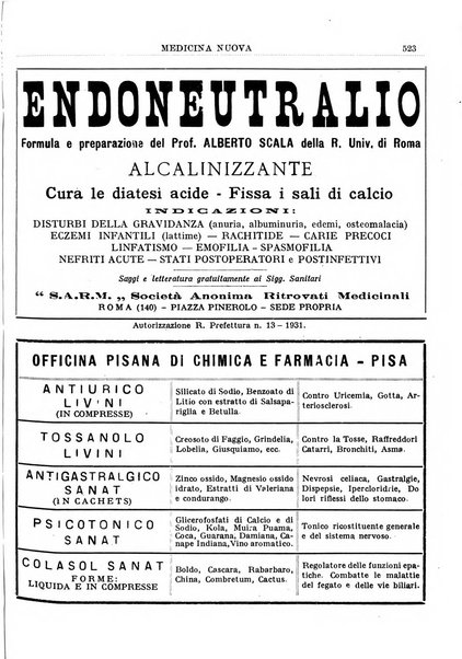 Medicina nuova periodico settimanale di scienze mediche, giurisprudenza sanitaria, medicina sociale e interessi delle classi sanitarie