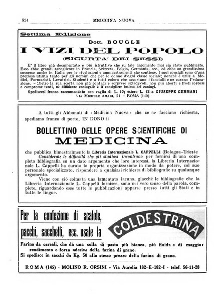 Medicina nuova periodico settimanale di scienze mediche, giurisprudenza sanitaria, medicina sociale e interessi delle classi sanitarie