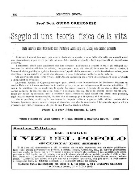 Medicina nuova periodico settimanale di scienze mediche, giurisprudenza sanitaria, medicina sociale e interessi delle classi sanitarie