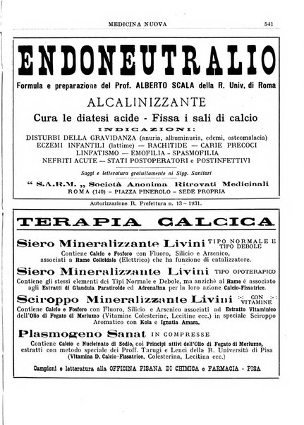 Medicina nuova periodico settimanale di scienze mediche, giurisprudenza sanitaria, medicina sociale e interessi delle classi sanitarie