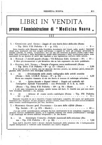 Medicina nuova periodico settimanale di scienze mediche, giurisprudenza sanitaria, medicina sociale e interessi delle classi sanitarie