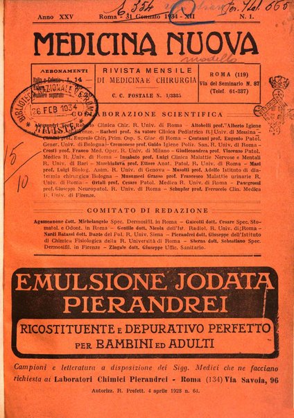 Medicina nuova periodico settimanale di scienze mediche, giurisprudenza sanitaria, medicina sociale e interessi delle classi sanitarie