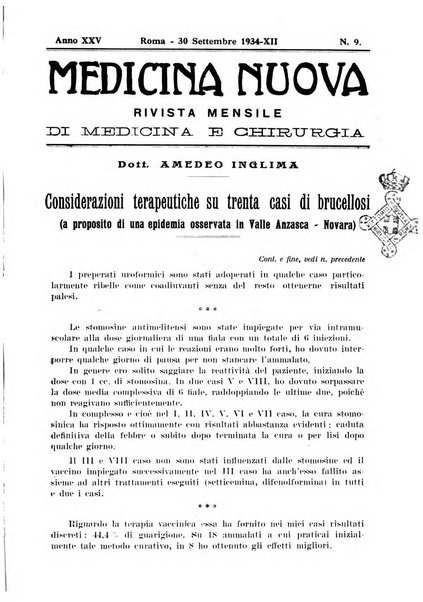 Medicina nuova periodico settimanale di scienze mediche, giurisprudenza sanitaria, medicina sociale e interessi delle classi sanitarie