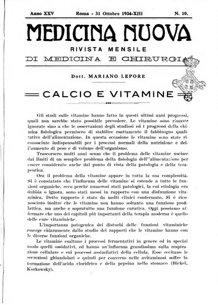 Medicina nuova periodico settimanale di scienze mediche, giurisprudenza sanitaria, medicina sociale e interessi delle classi sanitarie