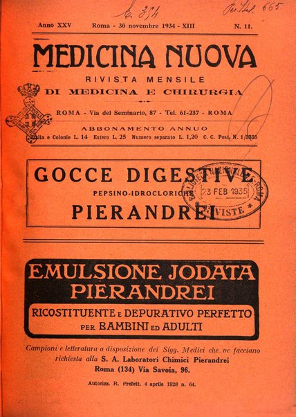 Medicina nuova periodico settimanale di scienze mediche, giurisprudenza sanitaria, medicina sociale e interessi delle classi sanitarie