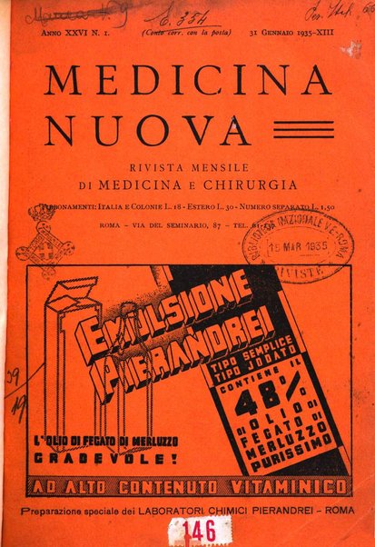 Medicina nuova periodico settimanale di scienze mediche, giurisprudenza sanitaria, medicina sociale e interessi delle classi sanitarie