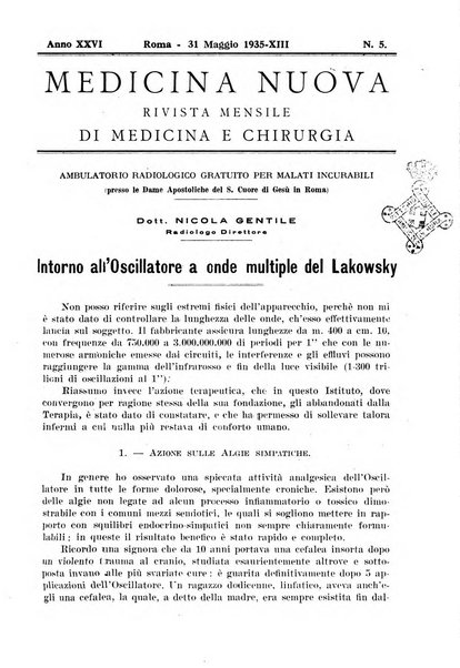 Medicina nuova periodico settimanale di scienze mediche, giurisprudenza sanitaria, medicina sociale e interessi delle classi sanitarie