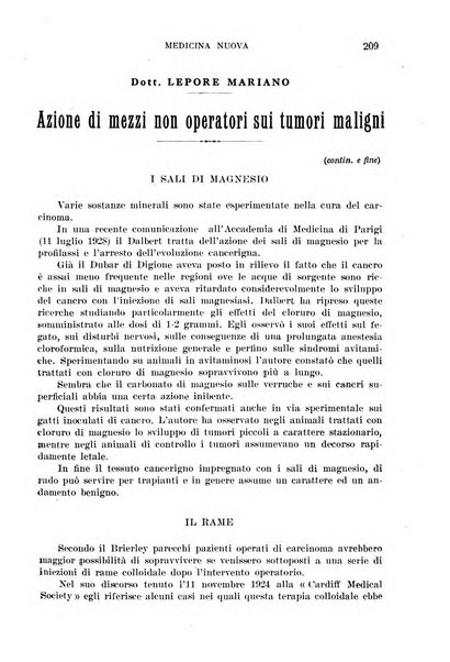 Medicina nuova periodico settimanale di scienze mediche, giurisprudenza sanitaria, medicina sociale e interessi delle classi sanitarie