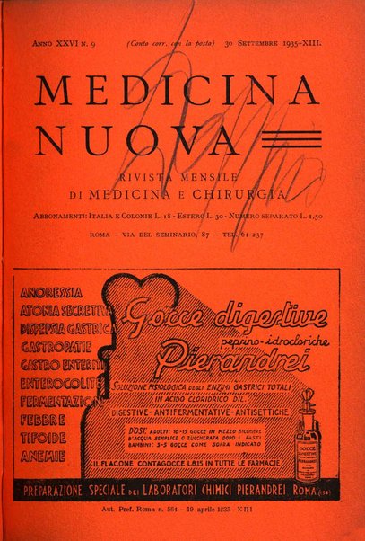 Medicina nuova periodico settimanale di scienze mediche, giurisprudenza sanitaria, medicina sociale e interessi delle classi sanitarie