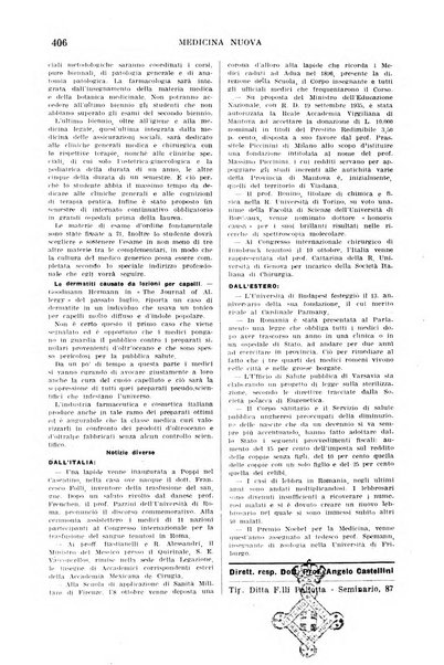 Medicina nuova periodico settimanale di scienze mediche, giurisprudenza sanitaria, medicina sociale e interessi delle classi sanitarie