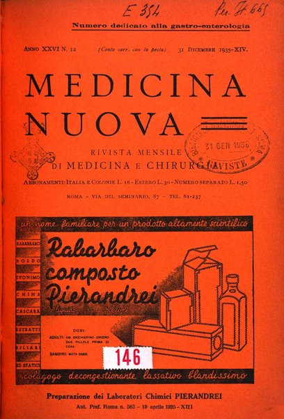 Medicina nuova periodico settimanale di scienze mediche, giurisprudenza sanitaria, medicina sociale e interessi delle classi sanitarie