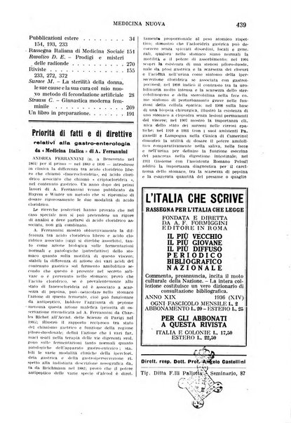 Medicina nuova periodico settimanale di scienze mediche, giurisprudenza sanitaria, medicina sociale e interessi delle classi sanitarie