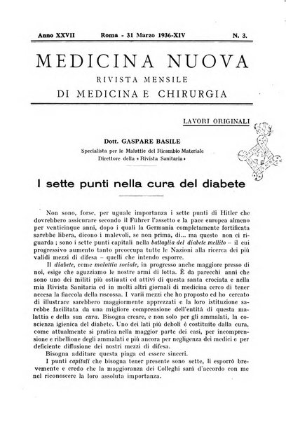 Medicina nuova periodico settimanale di scienze mediche, giurisprudenza sanitaria, medicina sociale e interessi delle classi sanitarie