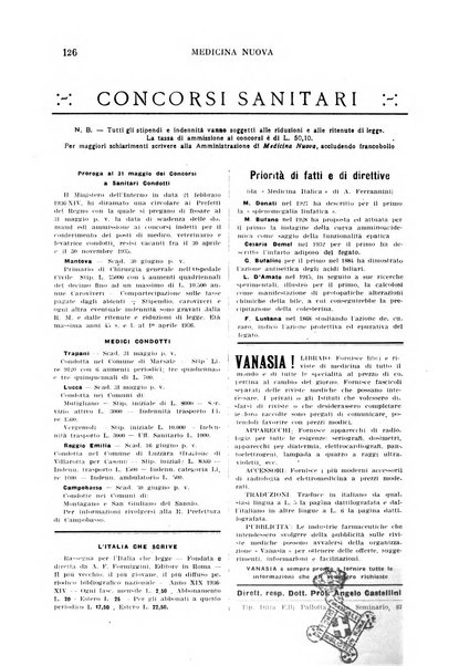 Medicina nuova periodico settimanale di scienze mediche, giurisprudenza sanitaria, medicina sociale e interessi delle classi sanitarie