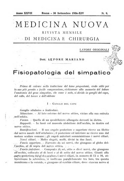 Medicina nuova periodico settimanale di scienze mediche, giurisprudenza sanitaria, medicina sociale e interessi delle classi sanitarie