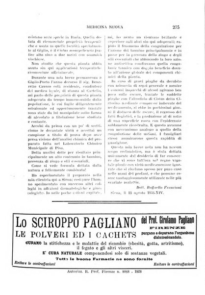 Medicina nuova periodico settimanale di scienze mediche, giurisprudenza sanitaria, medicina sociale e interessi delle classi sanitarie