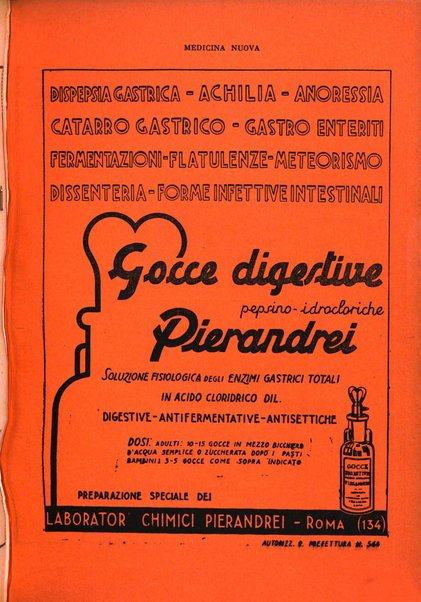 Medicina nuova periodico settimanale di scienze mediche, giurisprudenza sanitaria, medicina sociale e interessi delle classi sanitarie