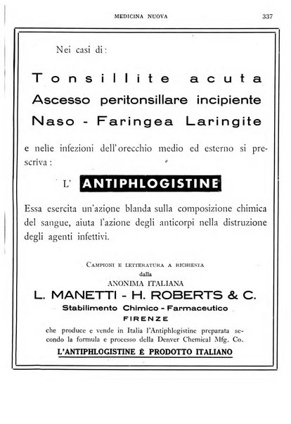 Medicina nuova periodico settimanale di scienze mediche, giurisprudenza sanitaria, medicina sociale e interessi delle classi sanitarie