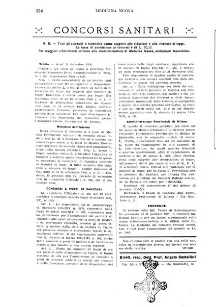 Medicina nuova periodico settimanale di scienze mediche, giurisprudenza sanitaria, medicina sociale e interessi delle classi sanitarie