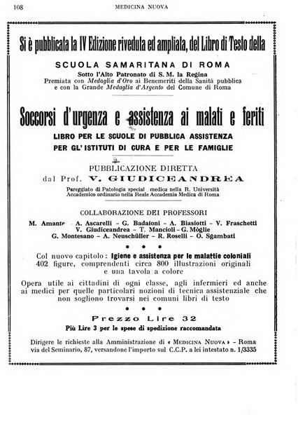 Medicina nuova periodico settimanale di scienze mediche, giurisprudenza sanitaria, medicina sociale e interessi delle classi sanitarie