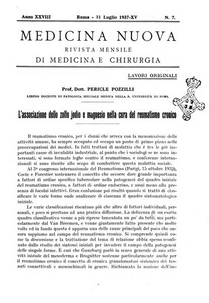 Medicina nuova periodico settimanale di scienze mediche, giurisprudenza sanitaria, medicina sociale e interessi delle classi sanitarie