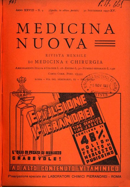 Medicina nuova periodico settimanale di scienze mediche, giurisprudenza sanitaria, medicina sociale e interessi delle classi sanitarie