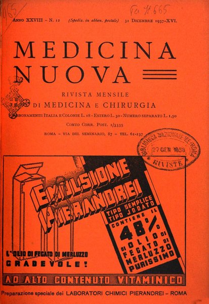 Medicina nuova periodico settimanale di scienze mediche, giurisprudenza sanitaria, medicina sociale e interessi delle classi sanitarie