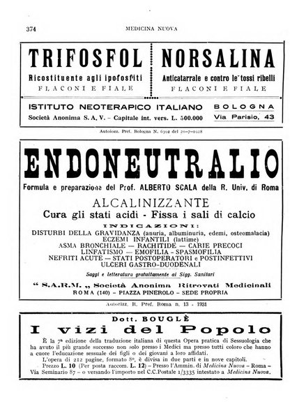 Medicina nuova periodico settimanale di scienze mediche, giurisprudenza sanitaria, medicina sociale e interessi delle classi sanitarie