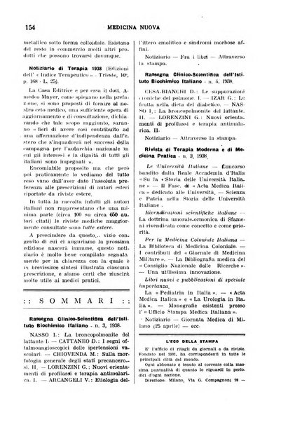 Medicina nuova periodico settimanale di scienze mediche, giurisprudenza sanitaria, medicina sociale e interessi delle classi sanitarie