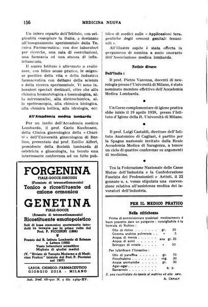 Medicina nuova periodico settimanale di scienze mediche, giurisprudenza sanitaria, medicina sociale e interessi delle classi sanitarie