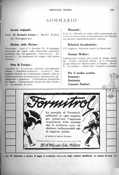 Medicina nuova periodico settimanale di scienze mediche, giurisprudenza sanitaria, medicina sociale e interessi delle classi sanitarie