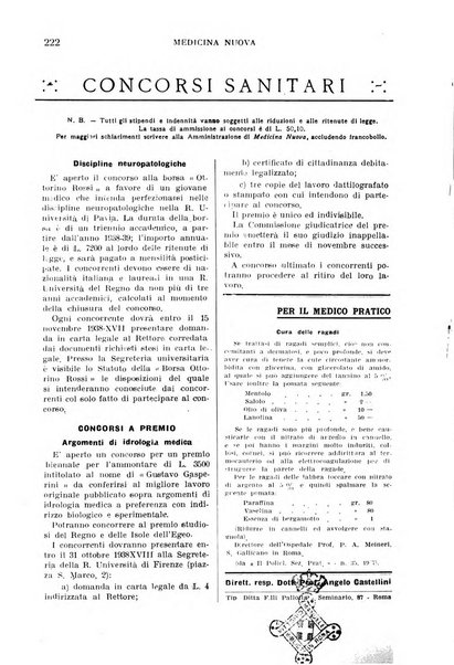 Medicina nuova periodico settimanale di scienze mediche, giurisprudenza sanitaria, medicina sociale e interessi delle classi sanitarie