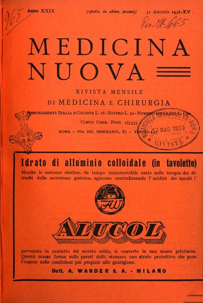 Medicina nuova periodico settimanale di scienze mediche, giurisprudenza sanitaria, medicina sociale e interessi delle classi sanitarie