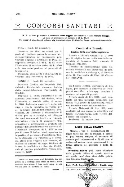 Medicina nuova periodico settimanale di scienze mediche, giurisprudenza sanitaria, medicina sociale e interessi delle classi sanitarie