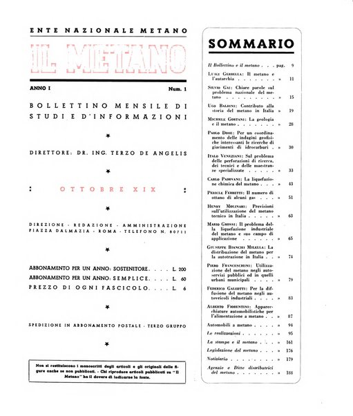 Il metano bollettino mensile di studi e d'informazioni edito