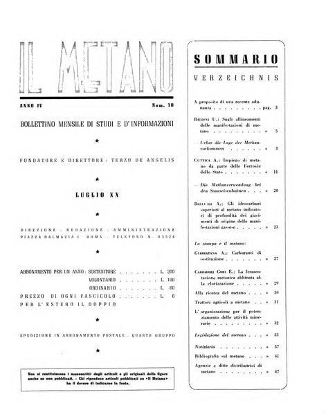 Il metano bollettino mensile di studi e d'informazioni edito