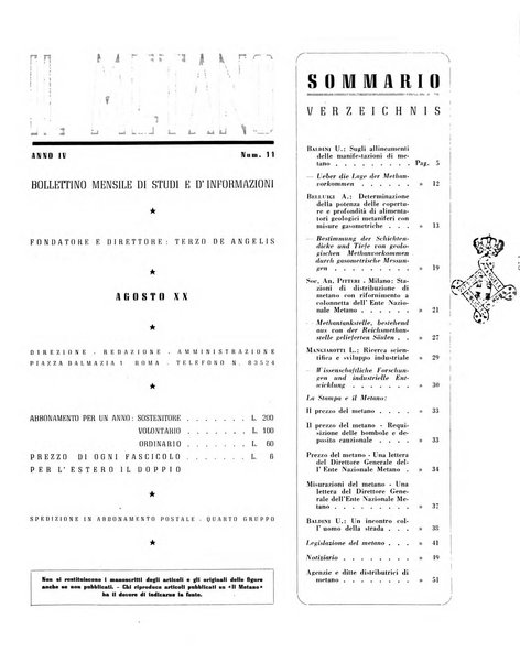 Il metano bollettino mensile di studi e d'informazioni edito