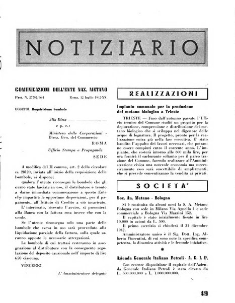 Il metano bollettino mensile di studi e d'informazioni edito