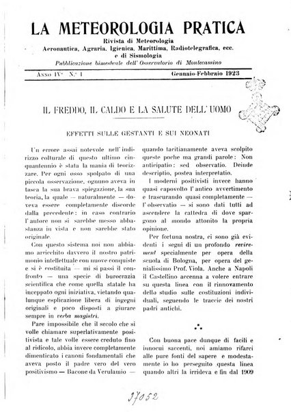 La meteorologia pratica rivista di meteorologia agraria, igienica, aeronautica