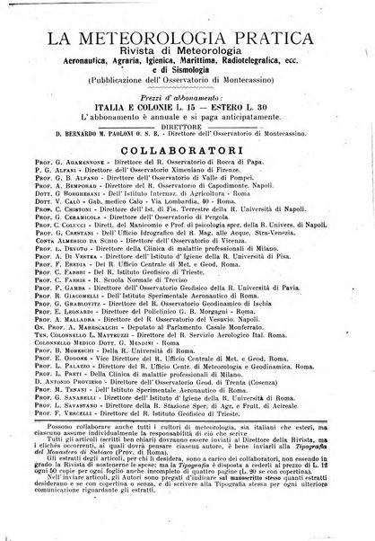 La meteorologia pratica rivista di meteorologia agraria, igienica, aeronautica