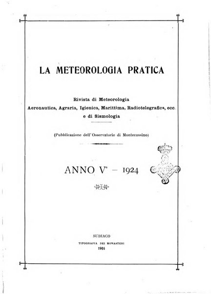 La meteorologia pratica rivista di meteorologia agraria, igienica, aeronautica