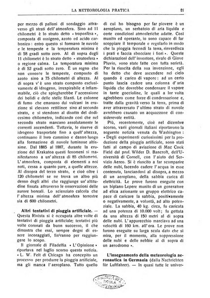 La meteorologia pratica rivista di meteorologia agraria, igienica, aeronautica