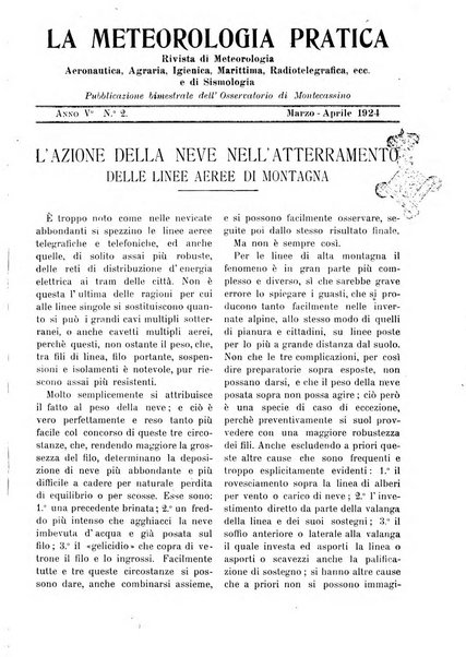 La meteorologia pratica rivista di meteorologia agraria, igienica, aeronautica