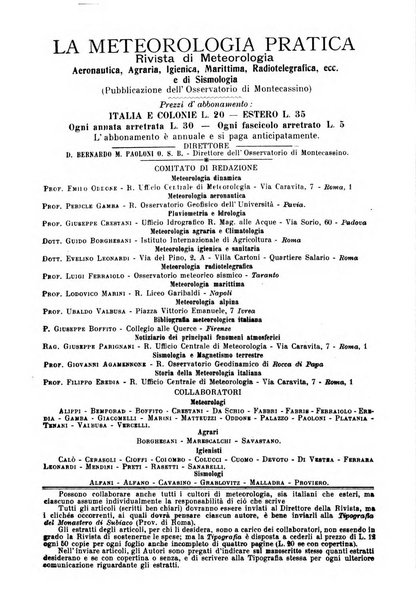 La meteorologia pratica rivista di meteorologia agraria, igienica, aeronautica