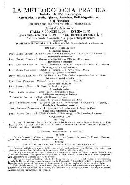 La meteorologia pratica rivista di meteorologia agraria, igienica, aeronautica