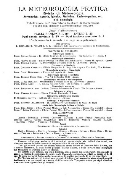 La meteorologia pratica rivista di meteorologia agraria, igienica, aeronautica