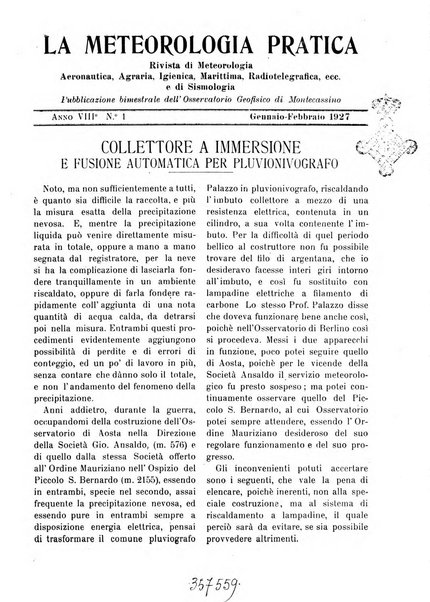 La meteorologia pratica rivista di meteorologia agraria, igienica, aeronautica