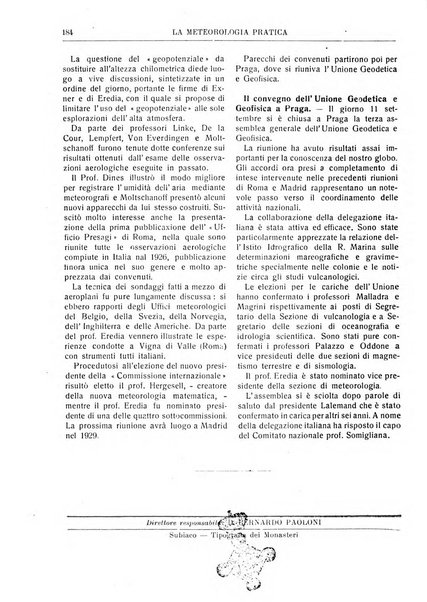 La meteorologia pratica rivista di meteorologia agraria, igienica, aeronautica