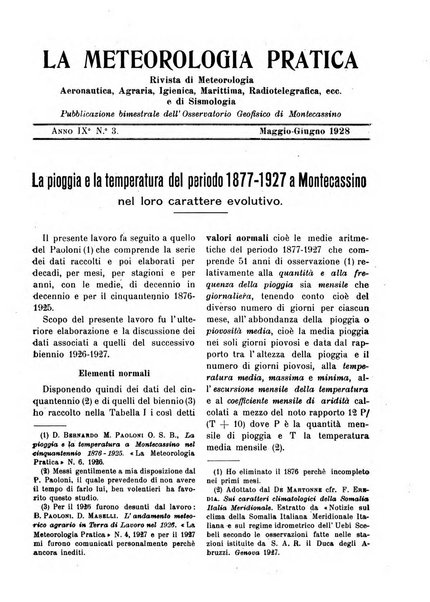 La meteorologia pratica rivista di meteorologia agraria, igienica, aeronautica